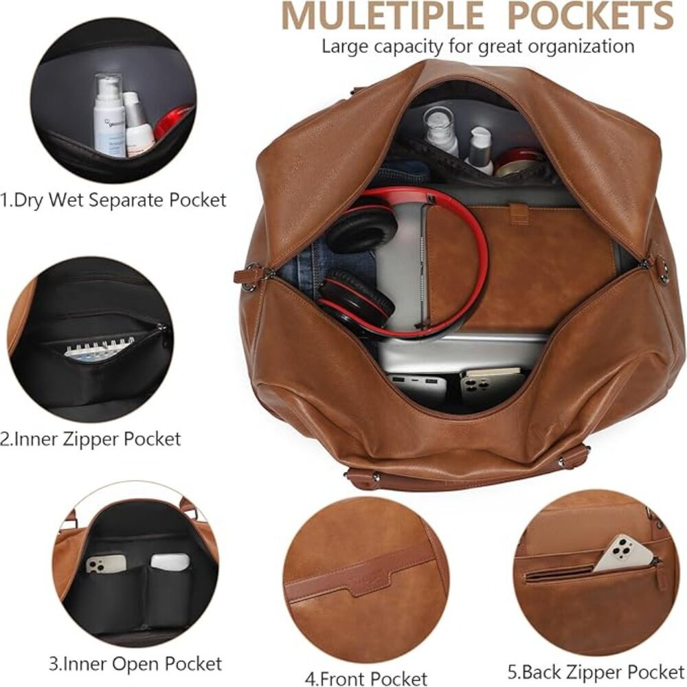 New Wogarl Weekender Bag for Women, Men Large Overnight Bag Travel Duffel Bag. - Picture 4 of 9